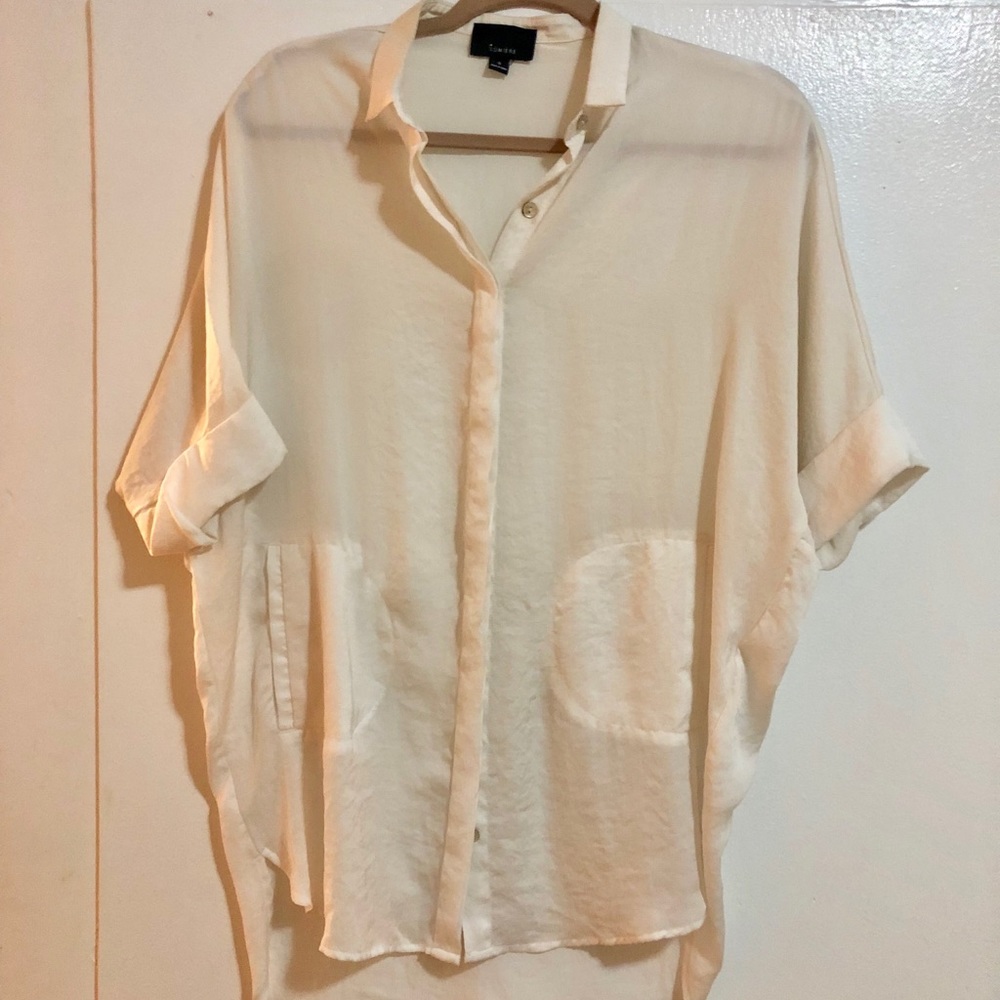 Cream, oversized top.